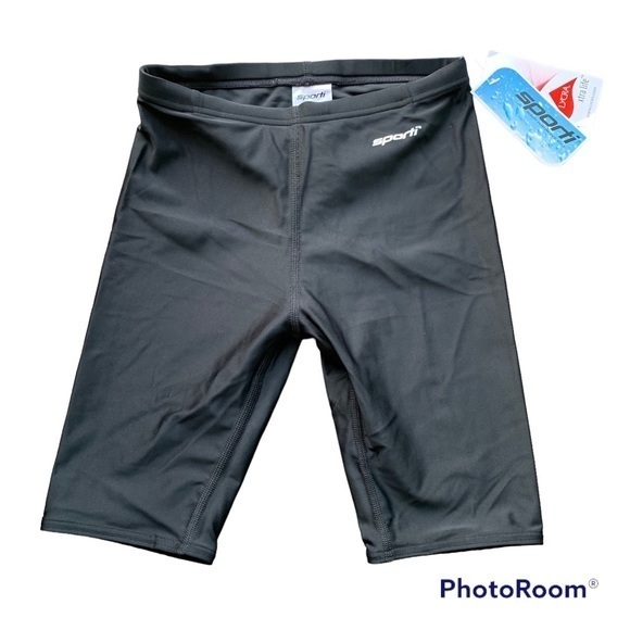 NWT Sporti Solid Compression Jammer Youth Swimsuit in Black - Picture 1 of 7